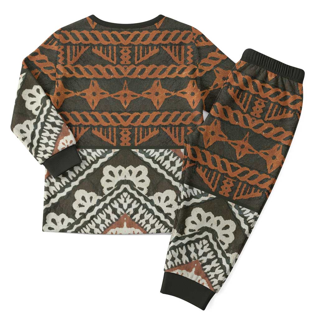 Bula Fiji Tapa Christmas Pajama Set Fijian Masi Vintage Vibes LT14 - Polynesian Pride