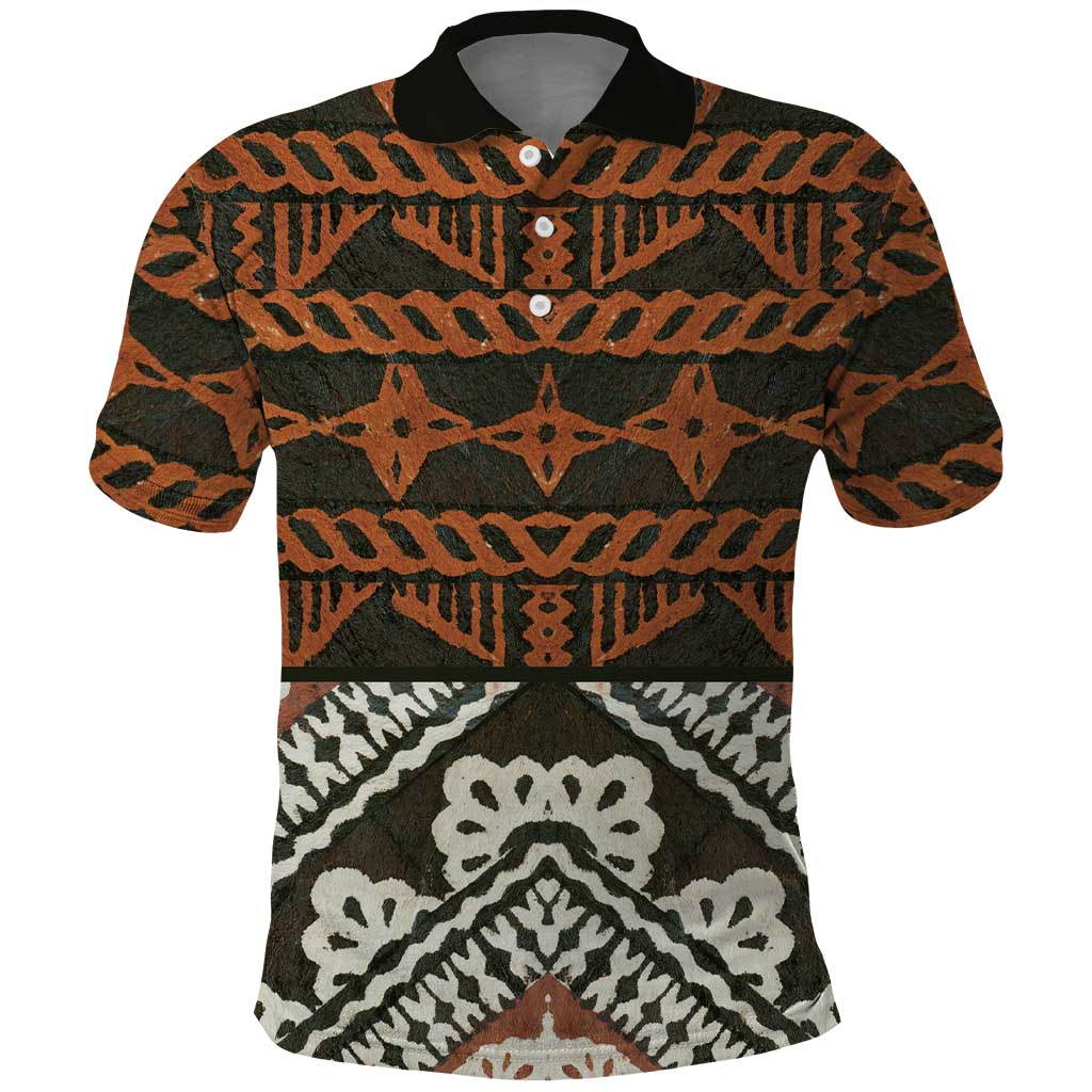 Bula Fiji Tapa Polo Shirt Fijian Masi Vintage Vibes LT14 Brown - Polynesian Pride
