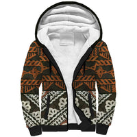 Bula Fiji Tapa Sherpa Hoodie Fijian Masi Vintage Vibes LT14 Unisex Brown - Polynesian Pride