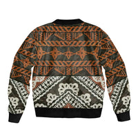 Bula Fiji Tapa Sleeve Zip Bomber Jacket Fijian Masi Vintage Vibes - Polynesian Pride