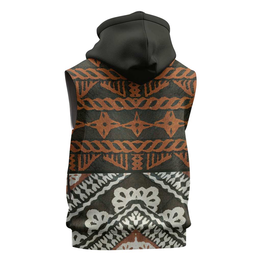 Bula Fiji Tapa Sleeveless Hoodie Fijian Masi Vintage Vibes LT14 - Polynesian Pride