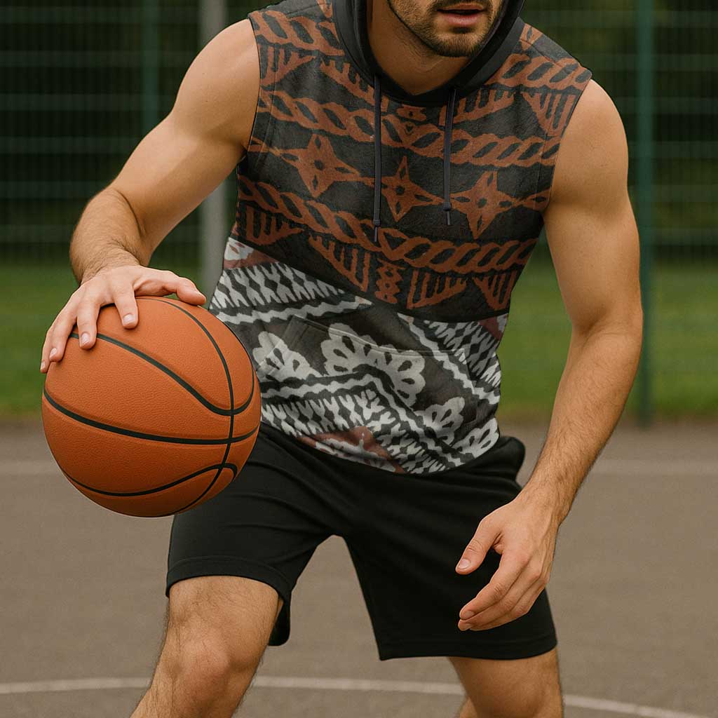 Bula Fiji Tapa Sleeveless Hoodie Fijian Masi Vintage Vibes LT14 - Polynesian Pride