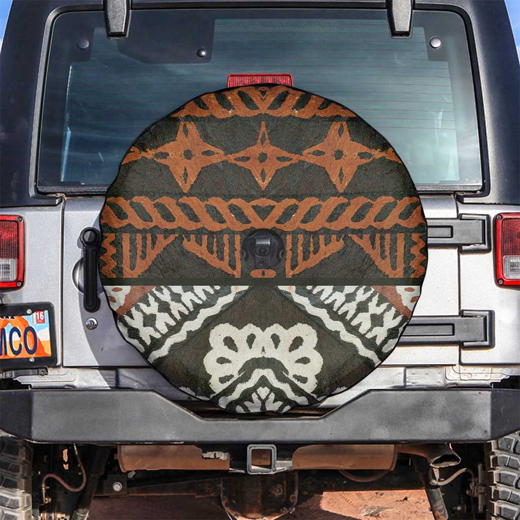 Bula Fiji Tapa Spare Tire Cover Fijian Masi Vintage Vibes LT14 Brown - Polynesian Pride
