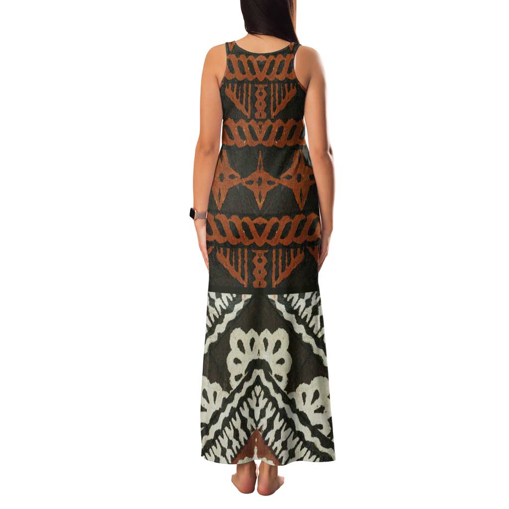 Bula Fiji Tapa Tank Maxi Dress Fijian Masi Vintage Vibes LT14 - Polynesian Pride