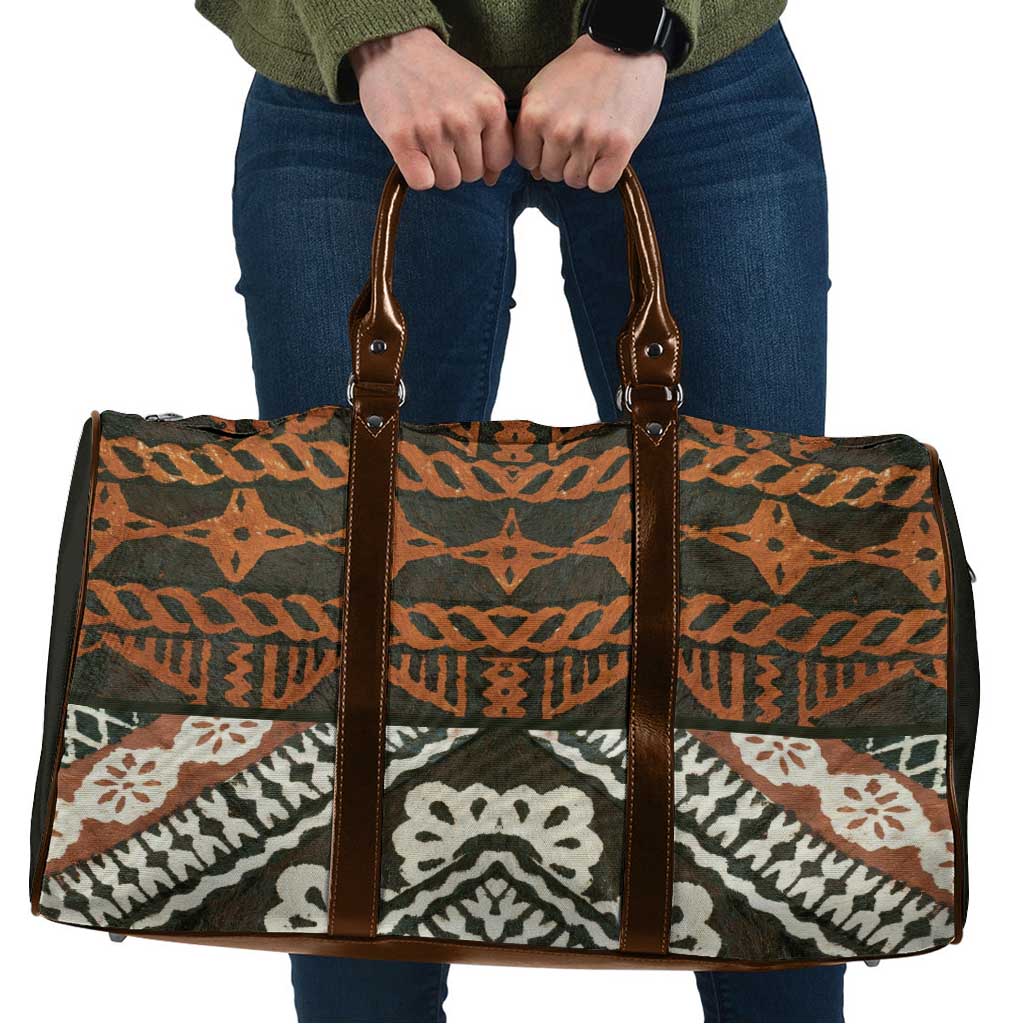 Bula Fiji Tapa Travel Bag Fijian Masi Vintage Vibes LT14 Brown - Polynesian Pride