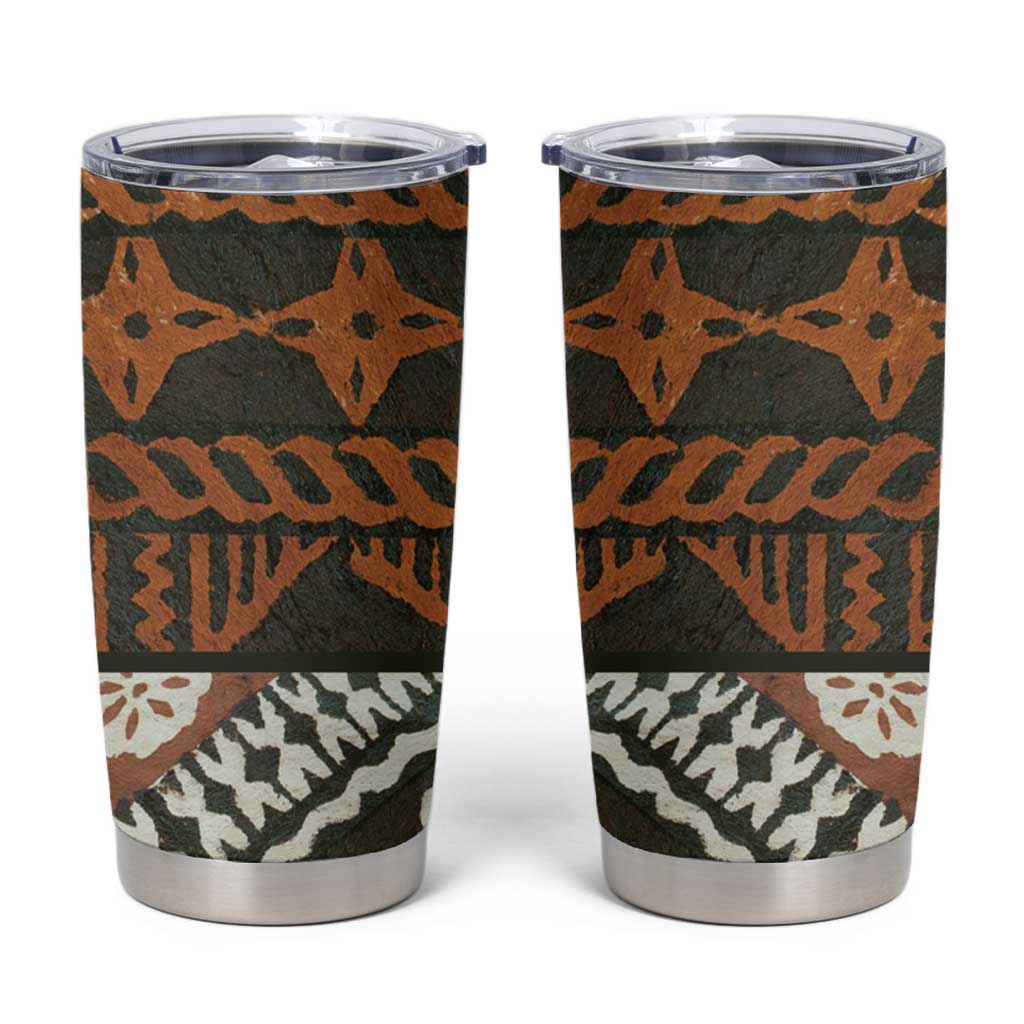 Bula Fiji Tapa Tumbler Cup Fijian Masi Vintage Vibes LT14 Brown - Polynesian Pride