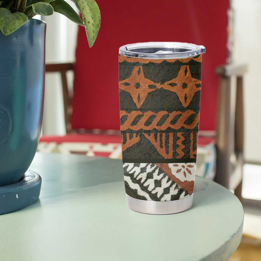 Bula Fiji Tapa Tumbler Cup Fijian Masi Vintage Vibes LT14 - Polynesian Pride