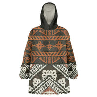 Bula Fiji Tapa Wearable Blanket Hoodie Fijian Masi Vintage Vibes LT14 One Size Brown - Polynesian Pride