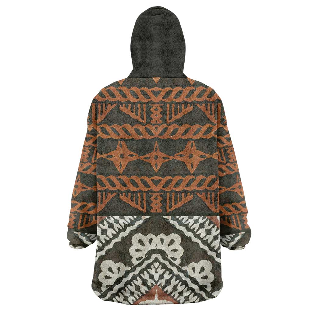 Bula Fiji Tapa Wearable Blanket Hoodie Fijian Masi Vintage Vibes LT14 - Polynesian Pride