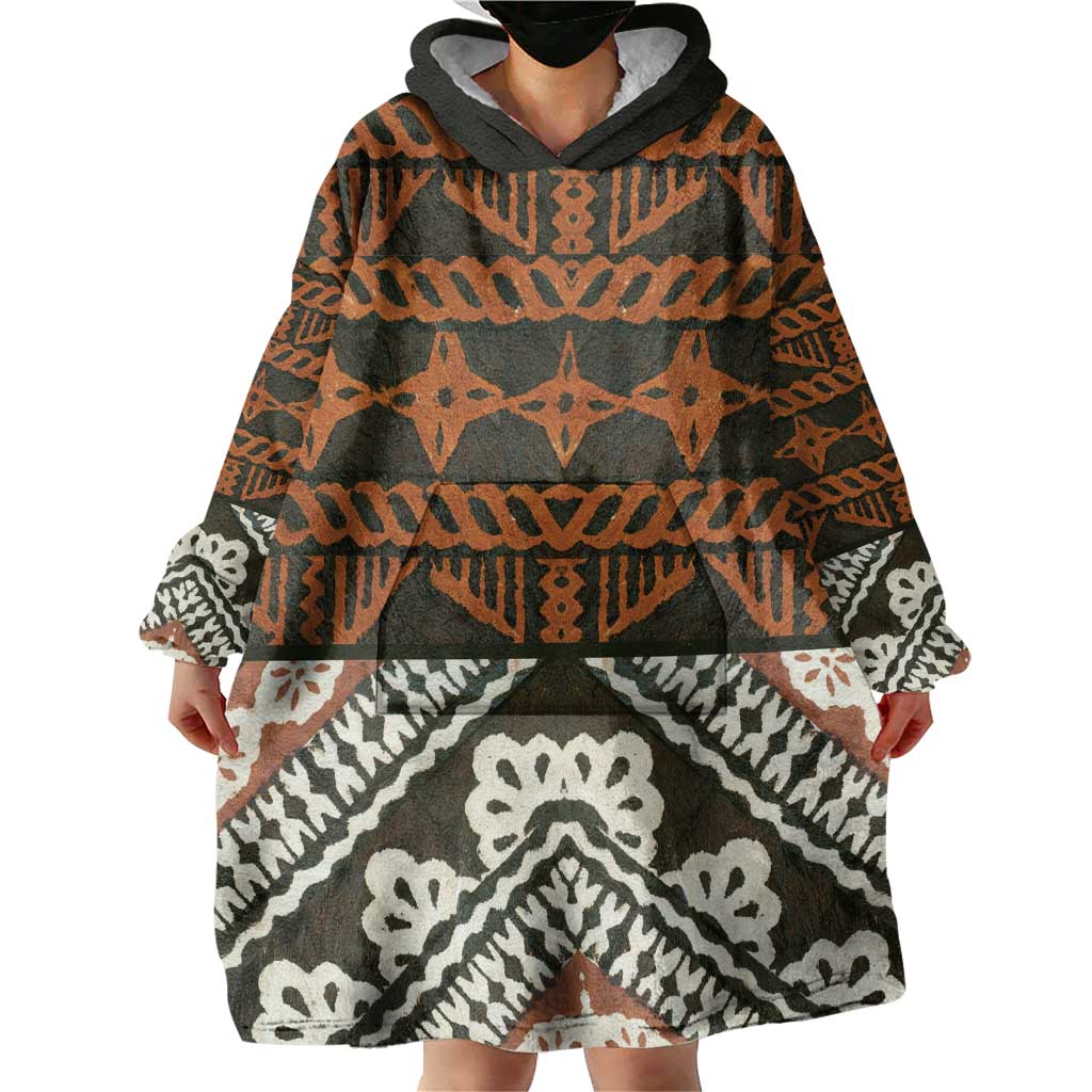 Bula Fiji Tapa Wearable Blanket Hoodie Fijian Masi Vintage Vibes LT14 - Polynesian Pride