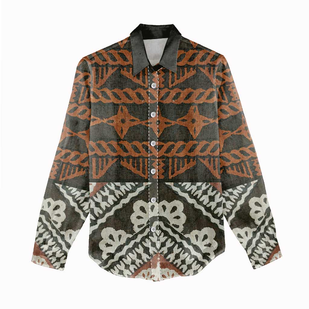 Bula Fiji Tapa Women Casual Shirt Fijian Masi Vintage Vibes - Polynesian Pride