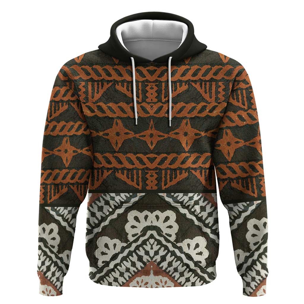 Bula Fiji Tapa Zip Hoodie Fijian Masi Vintage Vibes LT14 Pullover Hoodie Brown - Polynesian Pride