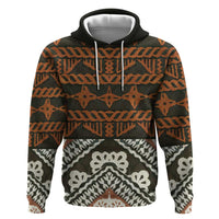 Bula Fiji Tapa Zip Hoodie Fijian Masi Vintage Vibes LT14 Pullover Hoodie Brown - Polynesian Pride