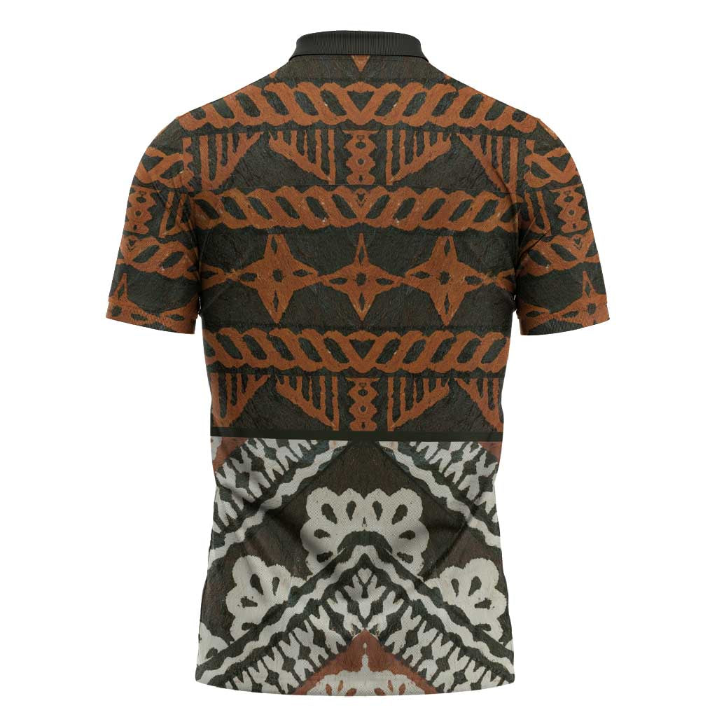 Bula Fiji Tapa Zipper Polo Shirt Fijian Masi Vintage Vibes LT14 - Polynesian Pride