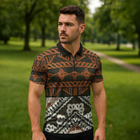 Bula Fiji Tapa Zipper Polo Shirt Fijian Masi Vintage Vibes LT14 - Polynesian Pride
