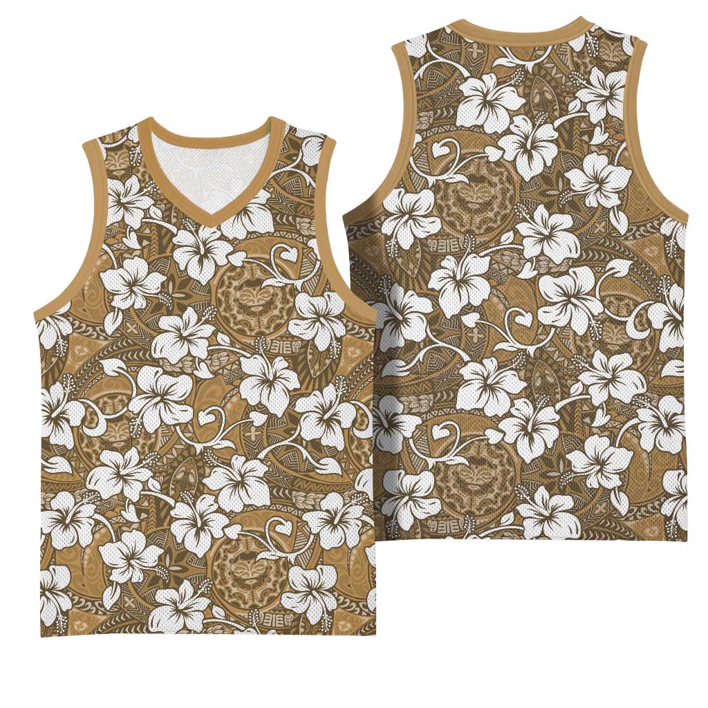 Kuvui Bula Fiji Basketball Jersey Fijian Tapa Seamless Hibiscus LT14 - Polynesian Pride