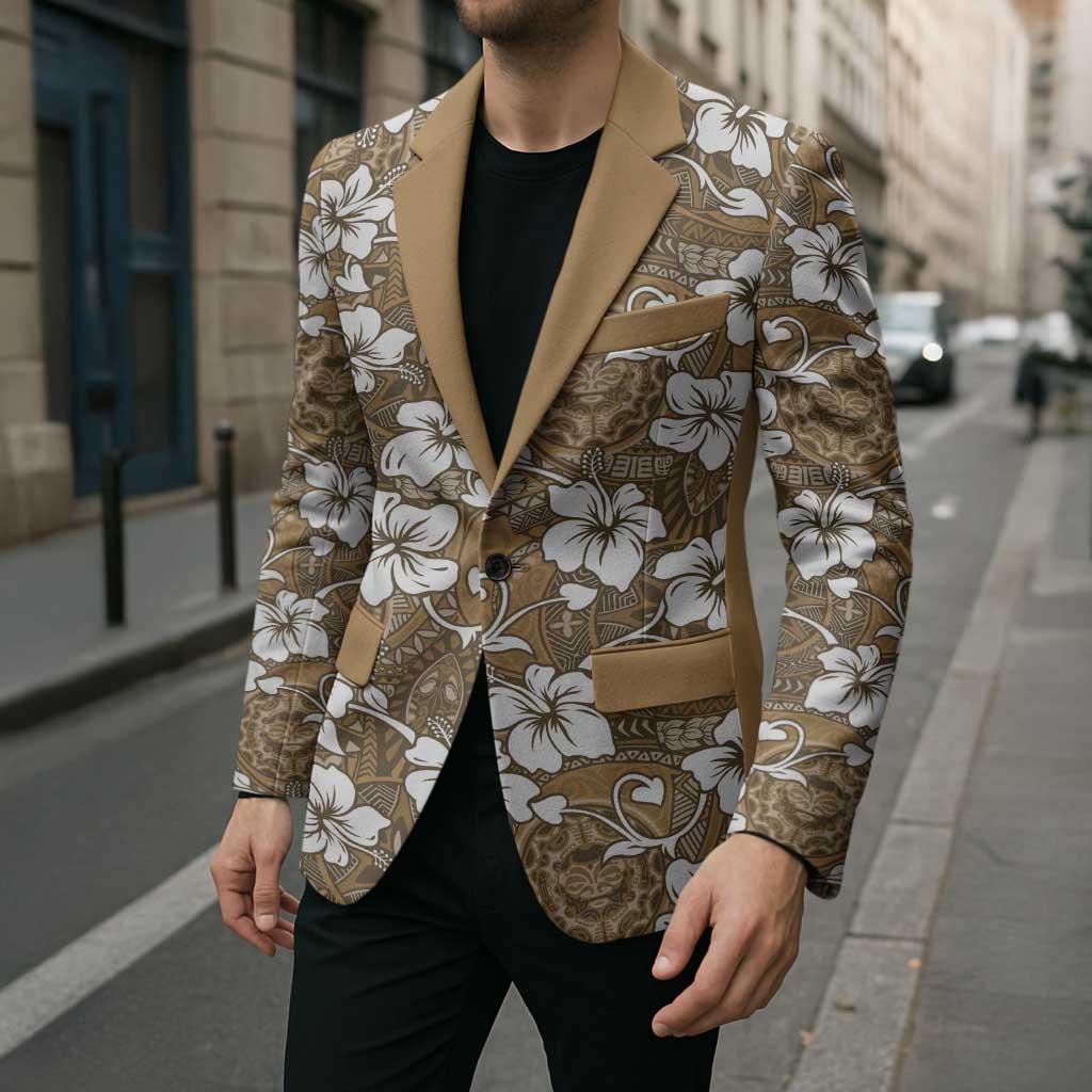 Kuvui Bula Fiji Blazer Fijian Tapa Seamless Hibiscus - Polynesian Pride