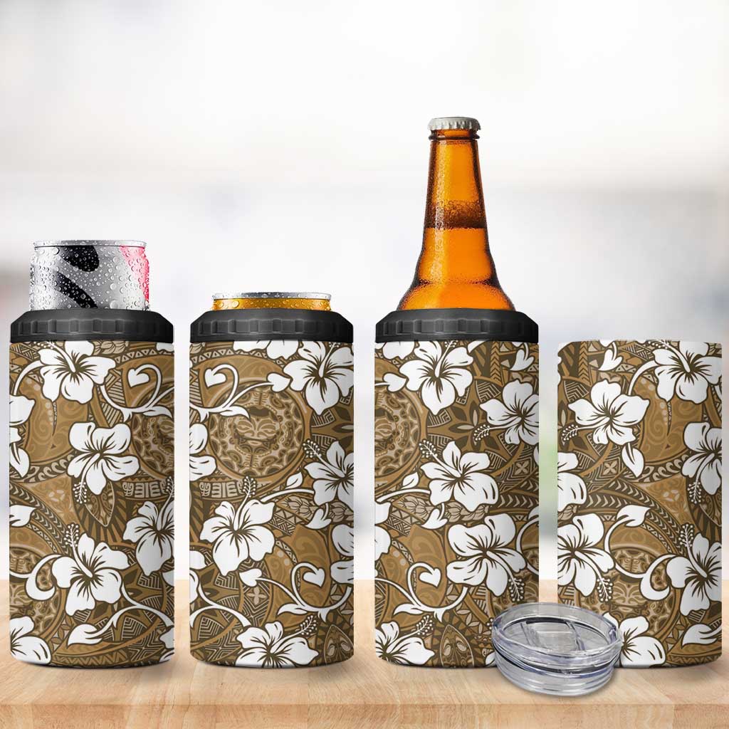 Kuvui Bula Fiji 4 in 1 Can Cooler Tumbler Fijian Tapa Seamless Hibiscus LT14 - Polynesian Pride