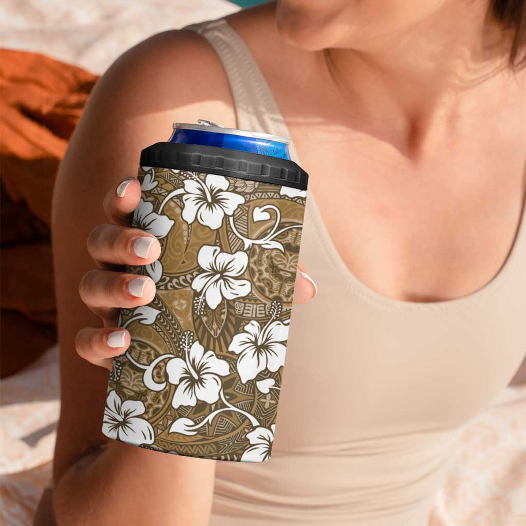Kuvui Bula Fiji 4 in 1 Can Cooler Tumbler Fijian Tapa Seamless Hibiscus LT14 - Polynesian Pride