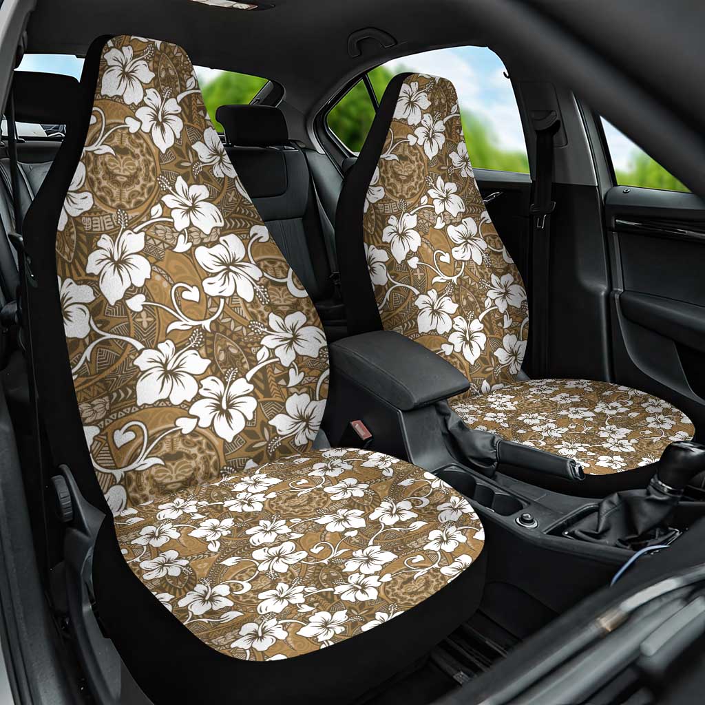 Kuvui Bula Fiji Car Seat Cover Fijian Tapa Seamless Hibiscus LT14 One Size Brown - Polynesian Pride
