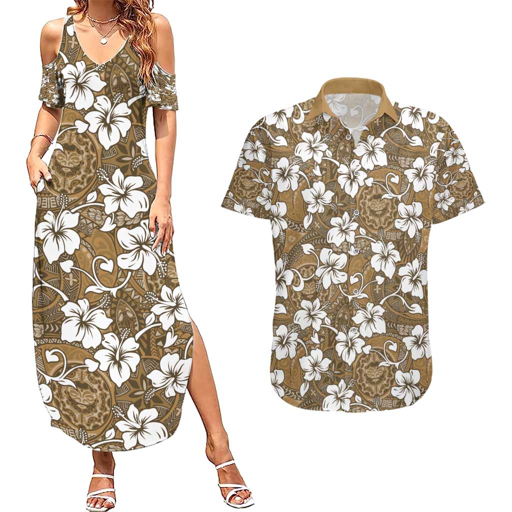 Kuvui Bula Fiji Couples Matching Summer Maxi Dress and Hawaiian Shirt Fijian Tapa Seamless Hibiscus - Polynesian Pride
