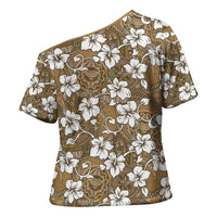 Kuvui Bula Fiji Cross Shoulder Shirt Fijian Tapa Seamless Hibiscus LT14 - Polynesian Pride