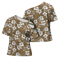 Kuvui Bula Fiji Cross Shoulder Shirt Fijian Tapa Seamless Hibiscus LT14 - Polynesian Pride