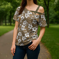 Kuvui Bula Fiji Cross Shoulder Shirt Fijian Tapa Seamless Hibiscus LT14 - Polynesian Pride