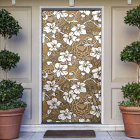 Kuvui Bula Fiji Door Cover Fijian Tapa Seamless Hibiscus LT14 Brown - Polynesian Pride
