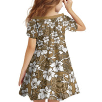 Kuvui Bula Fiji Family Matching Off The Shoulder Long Sleeve Dress and Hawaiian Shirt Fijian Tapa Seamless Hibiscus LT14 - Polynesian Pride