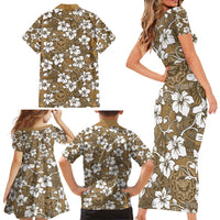Kuvui Bula Fiji Family Matching Short Sleeve Bodycon Dress and Hawaiian Shirt Fijian Tapa Seamless Hibiscus LT14 - Polynesian Pride