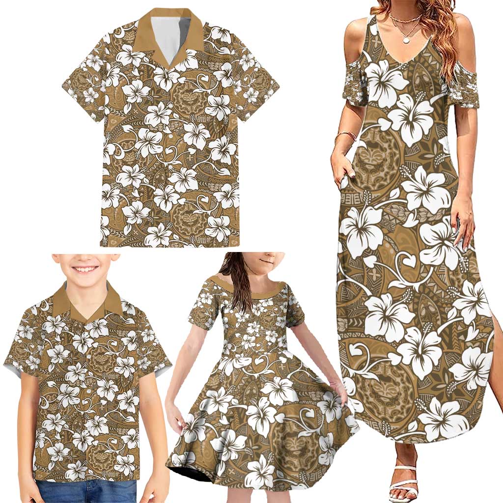 Kuvui Bula Fiji Family Matching Summer Maxi Dress and Hawaiian Shirt Fijian Tapa Seamless Hibiscus LT14 - Polynesian Pride