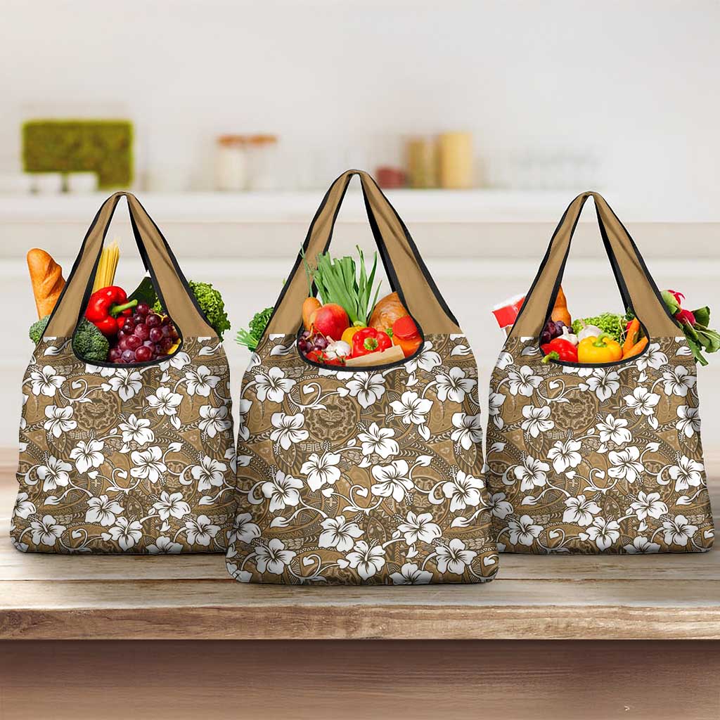 Kuvui Bula Fiji Grocery Bag Fijian Tapa Seamless Hibiscus - Polynesian Pride