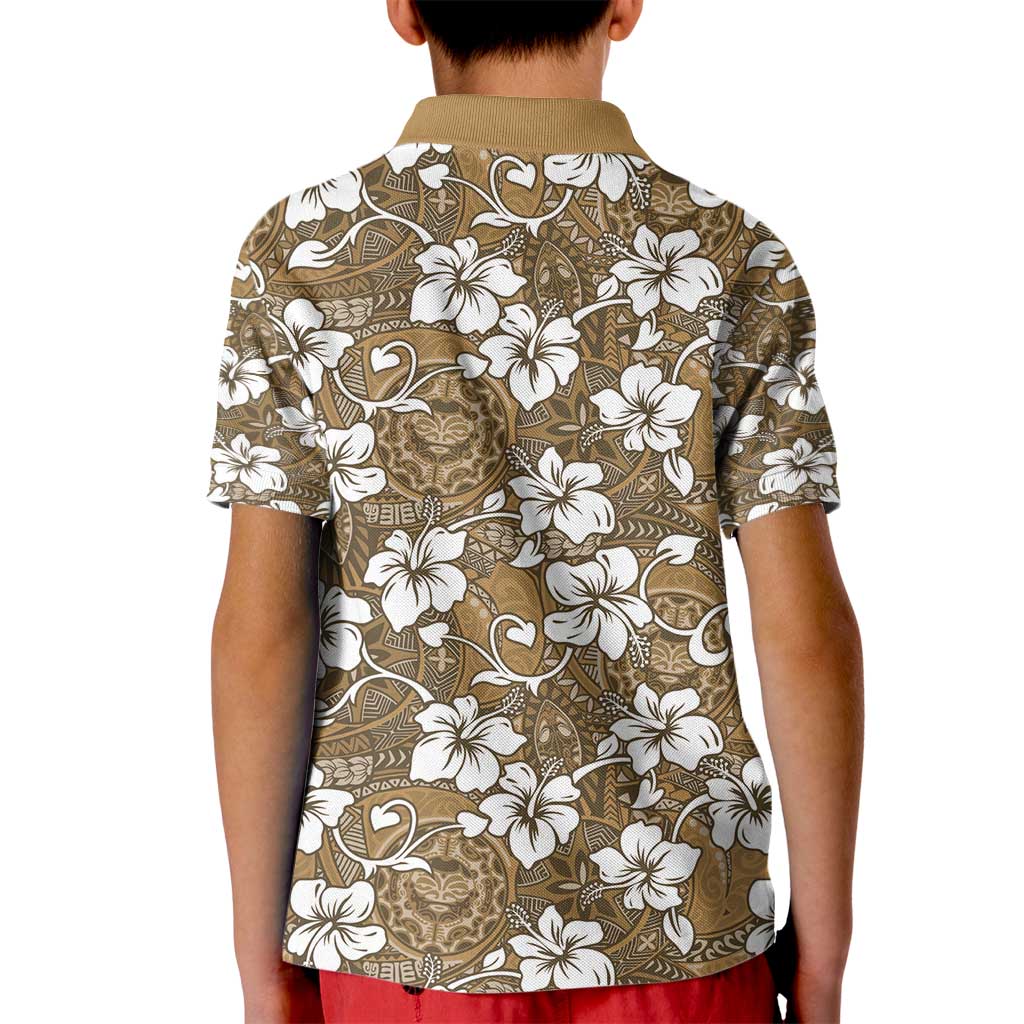 Kuvui Bula Fiji Kid Polo Shirt Fijian Tapa Seamless Hibiscus LT14 - Polynesian Pride