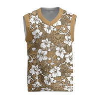 Kuvui Bula Fiji Christmas Knitted V-Neck Vest Fijian Tapa Seamless Hibiscus LT14 Brown - Polynesian Pride