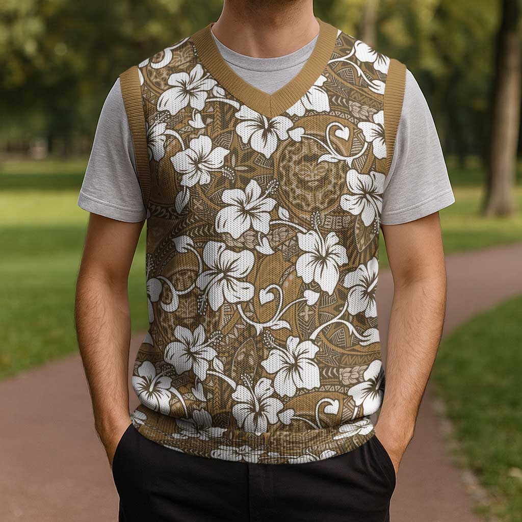 Kuvui Bula Fiji Christmas Knitted V-Neck Vest Fijian Tapa Seamless Hibiscus LT14 - Polynesian Pride