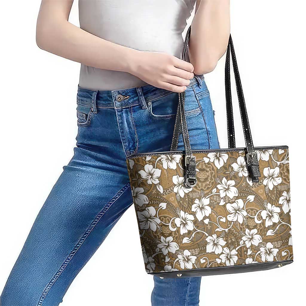 Kuvui Bula Fiji Leather Tote Bag Fijian Tapa Seamless Hibiscus - Polynesian Pride