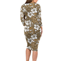 Kuvui Bula Fiji Long Sleeve Bodycon Dress Fijian Tapa Seamless Hibiscus LT14 - Polynesian Pride