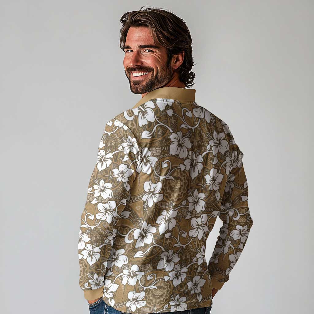 Kuvui Bula Fiji Long Sleeve Polo Shirt Fijian Tapa Seamless Hibiscus LT14 - Polynesian Pride