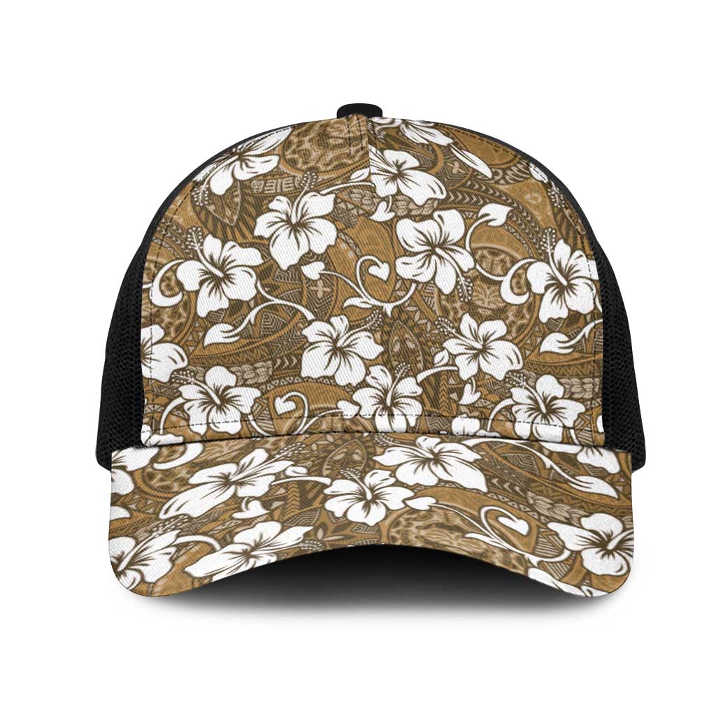 Kuvui Bula Fiji Mesh Trucker Cap Fijian Tapa Seamless Hibiscus - Polynesian Pride