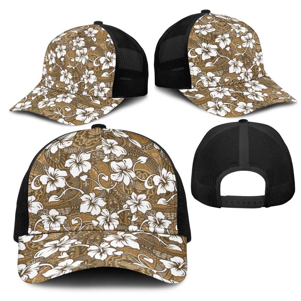 Kuvui Bula Fiji Mesh Trucker Cap Fijian Tapa Seamless Hibiscus - Polynesian Pride