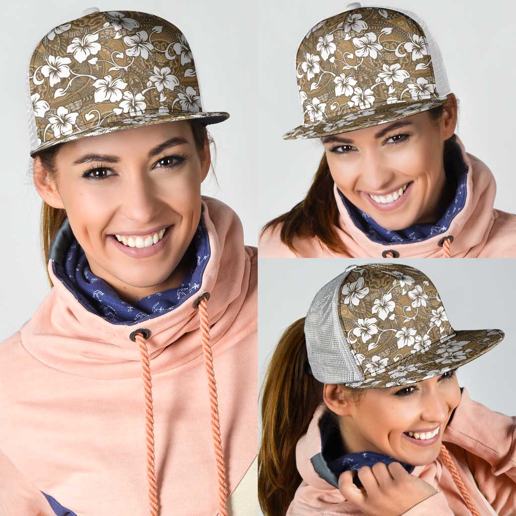 Kuvui Bula Fiji Mesh Trucker Cap Fijian Tapa Seamless Hibiscus - Polynesian Pride