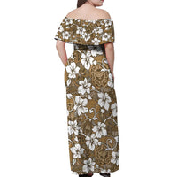 Kuvui Bula Fiji Off Shoulder Maxi Dress Fijian Tapa Seamless Hibiscus LT14 - Polynesian Pride