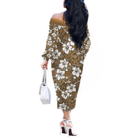 Kuvui Bula Fiji Off The Shoulder Long Sleeve Dress Fijian Tapa Seamless Hibiscus LT14 - Polynesian Pride