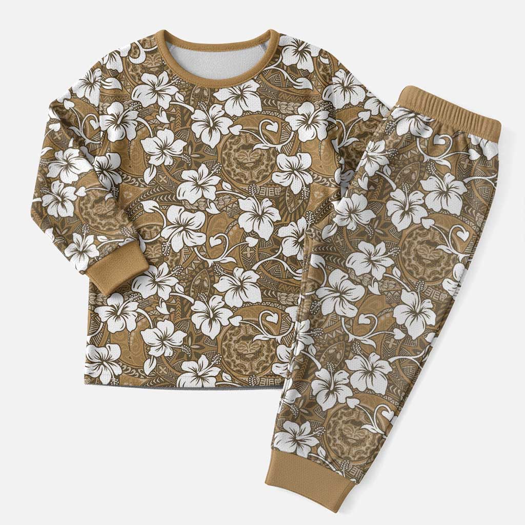 Kuvui Bula Fiji Christmas Pajama Set Fijian Tapa Seamless Hibiscus - Polynesian Pride