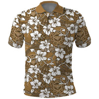 Kuvui Bula Fiji Polo Shirt Fijian Tapa Seamless Hibiscus LT14 Brown - Polynesian Pride