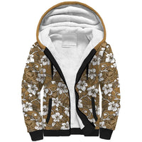 Kuvui Bula Fiji Sherpa Hoodie Fijian Tapa Seamless Hibiscus LT14 Unisex Brown - Polynesian Pride