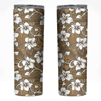 Kuvui Bula Fiji Skinny Tumbler Fijian Tapa Seamless Hibiscus LT14 Brown - Polynesian Pride