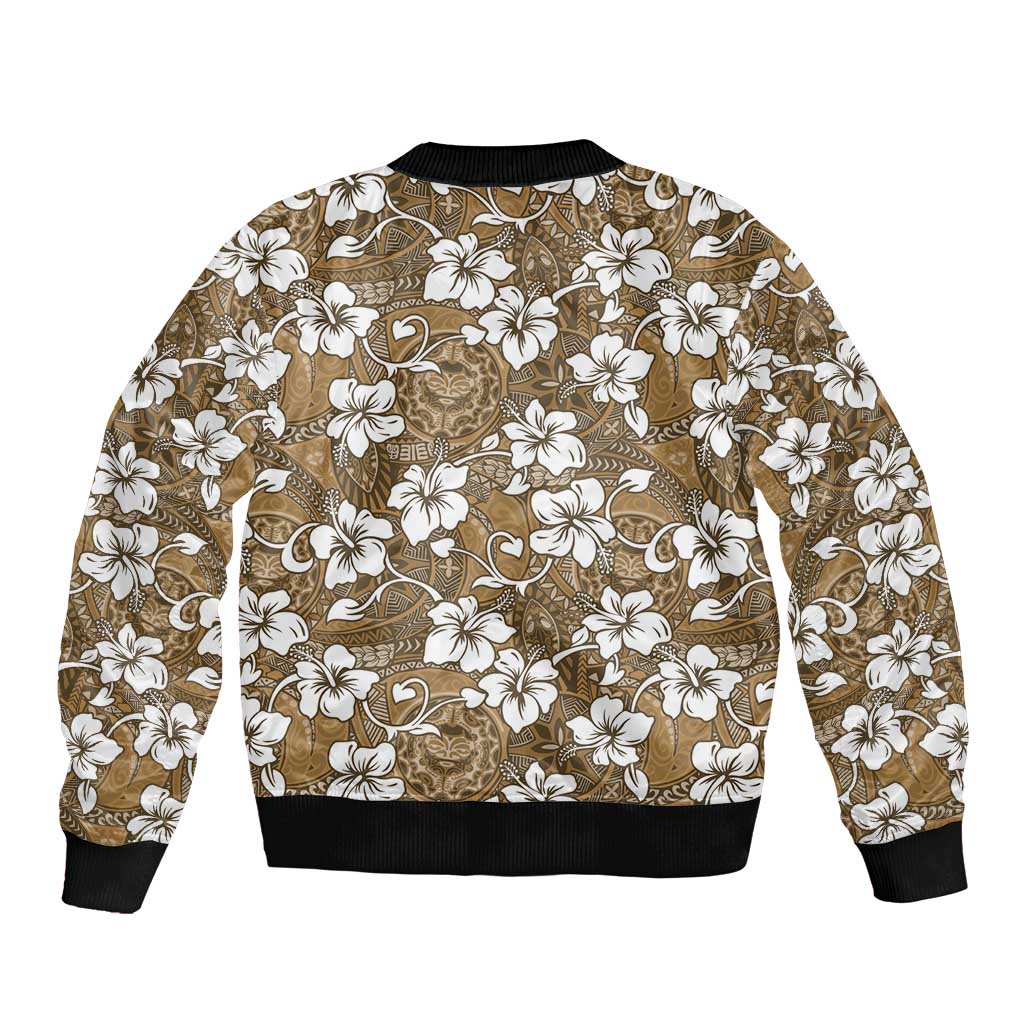 Kuvui Bula Fiji Sleeve Zip Bomber Jacket Fijian Tapa Seamless Hibiscus - Polynesian Pride