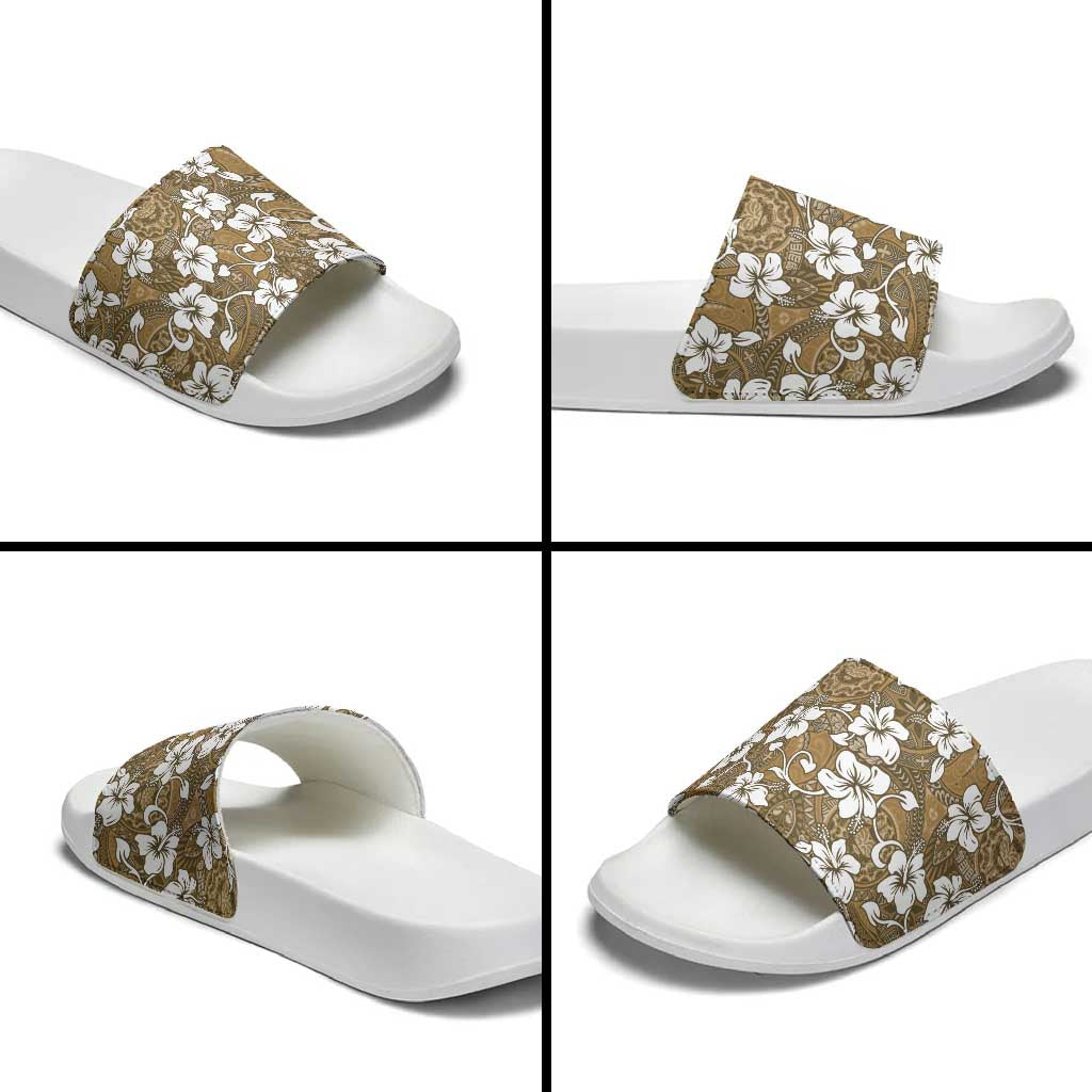 Kuvui Bula Fiji Slide Sandals Fijian Tapa Seamless Hibiscus - Polynesian Pride